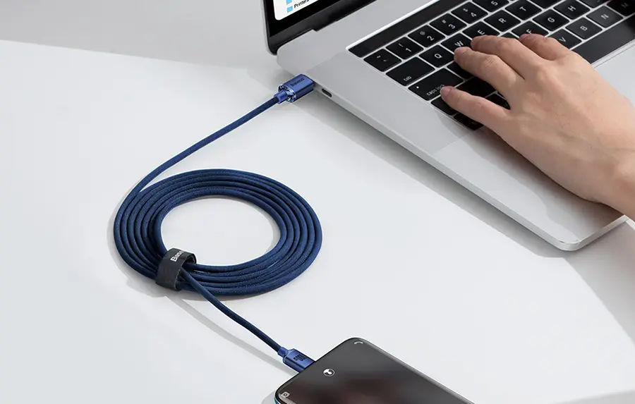 Kabel USB-C Power Delivery Quick Charge 3.0 100 W 1,2 m Baseus Crystal Shine CAJY000603 niebieski